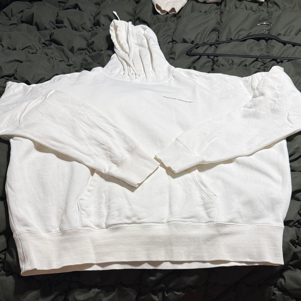 Spiritual Gangster No Bad Feelings Oversized Off White Hoodie with Logo. XL